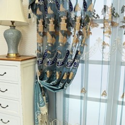 Chenille-Puolipimennysverhot Kiinalaistyylisillä Vuorikirjonnalla, Olohuone, Makuuhuone