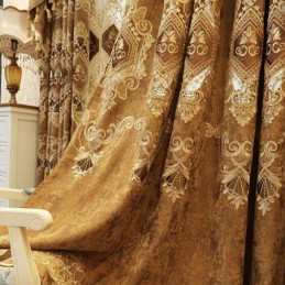 Chenille-Verho Mittatilaustyönä Tehty Verho Eurooppalainen Kukkakirjonta Olohuoneeseen Makuuhuoneeseen