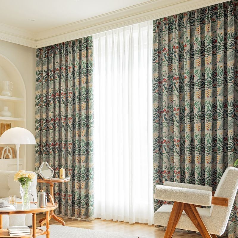 Mittatilaustyönä Tehty Puuvillaverho Amerikkalaistyylinen Kasvikuvioitu Verho