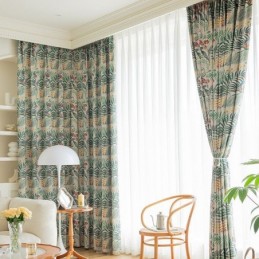 Mittatilaustyönä Tehty Puuvillaverho Amerikkalaistyylinen Kasvikuvioitu Verho