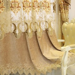 Chenille-Puolipimennysverho, Mittatilaustyönä Tehty Verho, Eurooppalainen Kukkakirjonta, Olohuoneeseen, Makuuhuoneeseen