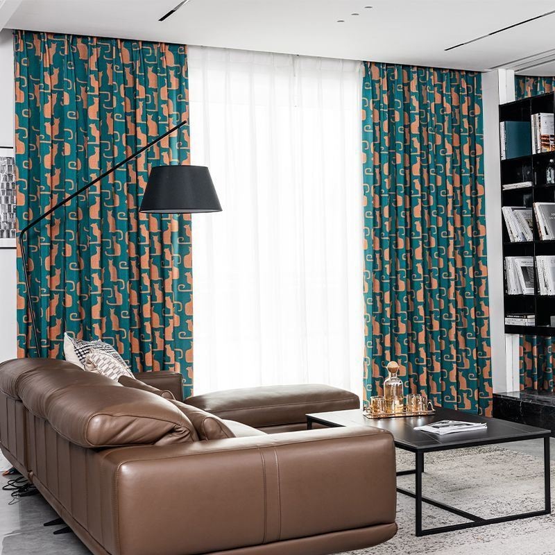 Mittatilaustyönä Tehty Puuvillaverho, Kissanpentukuvioinen, Pohjoismainen Tyyli