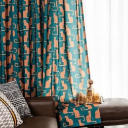 Mittatilaustyönä Tehty Puuvillaverho, Kissanpentukuvioinen, Pohjoismainen Tyyli