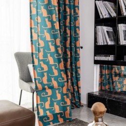 Mittatilaustyönä Tehty Puuvillaverho, Kissanpentukuvioinen, Pohjoismainen Tyyli