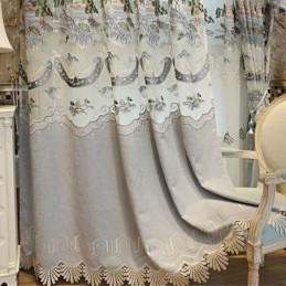 Chenille-Puolipimennysverhot Kiinalaistyylisillä Vuorikirjonnalla Olohuoneeseen Ja Makuuhuoneeseen