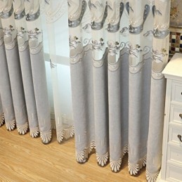 Chenille-Puolipimennysverhot Kiinalaistyylisillä Vuorikirjonnalla Olohuoneeseen Ja Makuuhuoneeseen