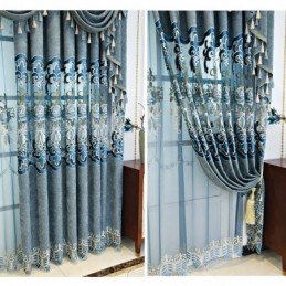 Chenille-Puolipimennysverhot Eurooppalaistyylisillä Kukkakirjonnoilla Olohuoneen Ja Makuuhuoneen Verhoilla