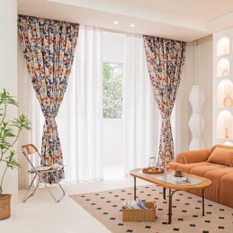 Mittatilaustyönä Valmistettu Pohjoismainen Puuvillaverho Lehtikuvioitu Verho