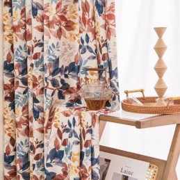 Mittatilaustyönä Valmistettu Pohjoismainen Puuvillaverho Lehtikuvioitu Verho