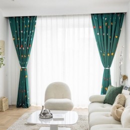 Mittatilaustyönä Tehty Puuvillaverho, Pohjoismaiseen Tyyliin, Sydänkuvioitu