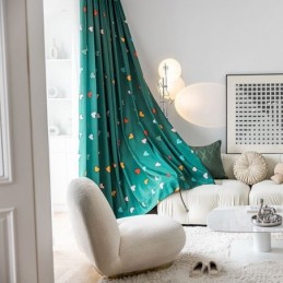 Mittatilaustyönä Tehty Puuvillaverho, Pohjoismaiseen Tyyliin, Sydänkuvioitu