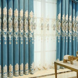 Chenille-Puolipimennysverho, Mittatilaustyönä Valmistettu, Eurooppalaistyylinen Kukkakirjontaverho Olohuoneeseen Ja Makuuhuoneeseen