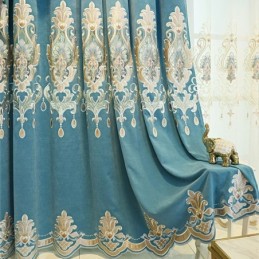 Chenille-Puolipimennysverho, Mittatilaustyönä Valmistettu, Eurooppalaistyylinen Kukkakirjontaverho Olohuoneeseen Ja Makuuhuoneeseen