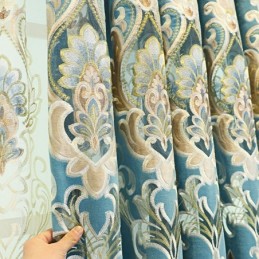 Chenille-Puolipimennysverho, Mittatilaustyönä Valmistettu, Eurooppalaistyylinen Kukkakirjontaverho Olohuoneeseen Ja Makuuhuoneeseen