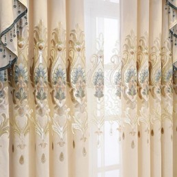 Chenille-Puolipimennysverho, Mittatilaustyönä Valmistettu, Eurooppalaistyylinen Kukkakirjontaverho Olohuoneeseen Ja Makuuhuoneeseen