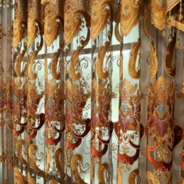 Puolipimennysverho Mittatilaustyönä Tehty Verho Eurooppalainen Kukkakirjonta Olohuone Makuuhuone