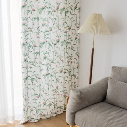Mittatilaustyönä Tehty Pohjoismainen Verho, Kasvikuvioitu Polyesteri
