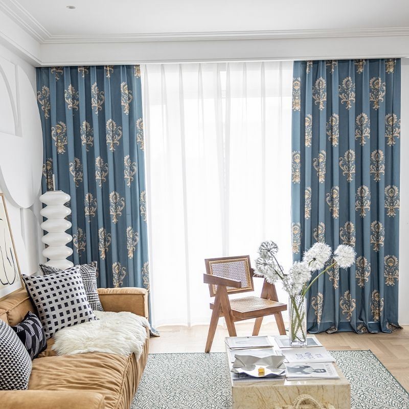 Mittatilaustyönä Tehty Puuvillaverho Eurooppalaistyylisellä Kukkakuviolla