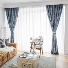 Mittatilaustyönä Tehty Puuvillaverho Eurooppalaistyylisellä Kukkakuviolla