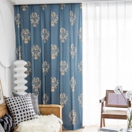 Mittatilaustyönä Tehty Puuvillaverho Eurooppalaistyylisellä Kukkakuviolla