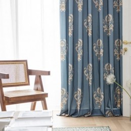 Mittatilaustyönä Tehty Puuvillaverho Eurooppalaistyylisellä Kukkakuviolla