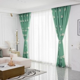 Mittatilaustyönä Tehty Puuvillaverho, Pohjoismaiseen Tyyliin Kukkakuvioitu