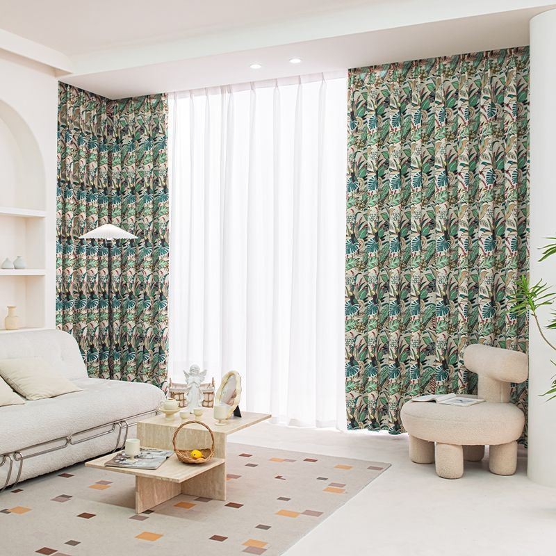 Mittatilaustyönä Tehty Amerikkalaistyylinen Puuvillaverho, Kasvikuvioitu