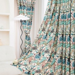 Mittatilaustyönä Tehty Amerikkalaistyylinen Puuvillaverho, Kasvikuvioitu