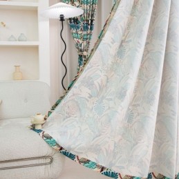 Mittatilaustyönä Tehty Amerikkalaistyylinen Puuvillaverho, Kasvikuvioitu