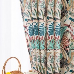 Mittatilaustyönä Tehty Amerikkalaistyylinen Puuvillaverho, Kasvikuvioitu