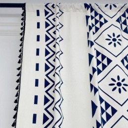 Pohjoismaisen Tyyliset Pellavaverhot Geometrisella Kuvioinnilla Olohuoneeseen Ja Makuuhuoneeseen