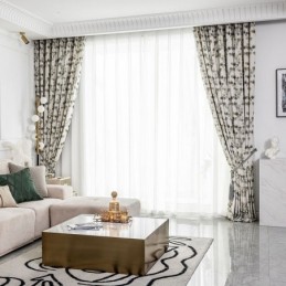 Mittatilaustyönä Valmistettu Puuvillaverho Lehtikuvioitu Nordic