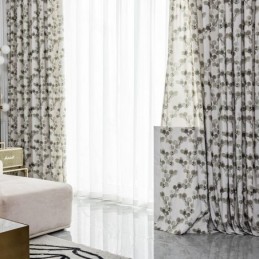 Mittatilaustyönä Valmistettu Puuvillaverho Lehtikuvioitu Nordic