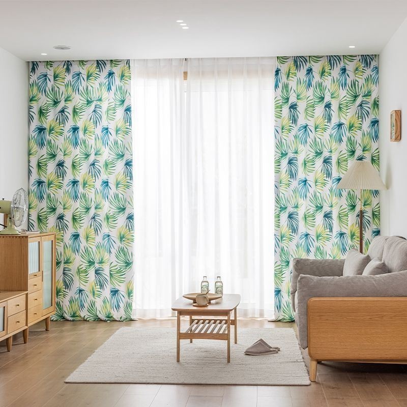 Mittatilaustyönä Tehty Verho, Pohjoismaiseen Tyyliin Lehtikuvioitu Verho