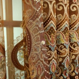 Puolipimennysverho Mittatilaustyönä Tehty Verho Eurooppalainen Kukkakirjonta Olohuoneeseen Ja Makuuhuoneeseen