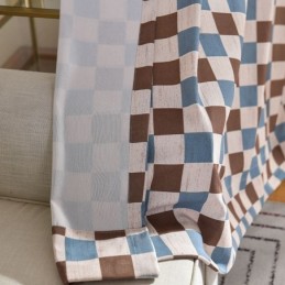 Mittatilaustyönä Tehty Puuvillaverho, Ruudullinen Kuviollinen, Pohjoismainen Tyyli