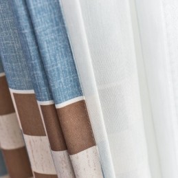 Mittatilaustyönä Tehty Puuvillaverho, Ruudullinen Kuviollinen, Pohjoismainen Tyyli