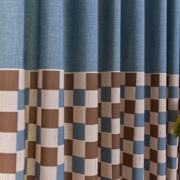 Mittatilaustyönä Tehty Puuvillaverho, Ruudullinen Kuviollinen, Pohjoismainen Tyyli