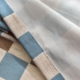 Mittatilaustyönä Tehty Puuvillaverho, Ruudullinen Kuviollinen, Pohjoismainen Tyyli