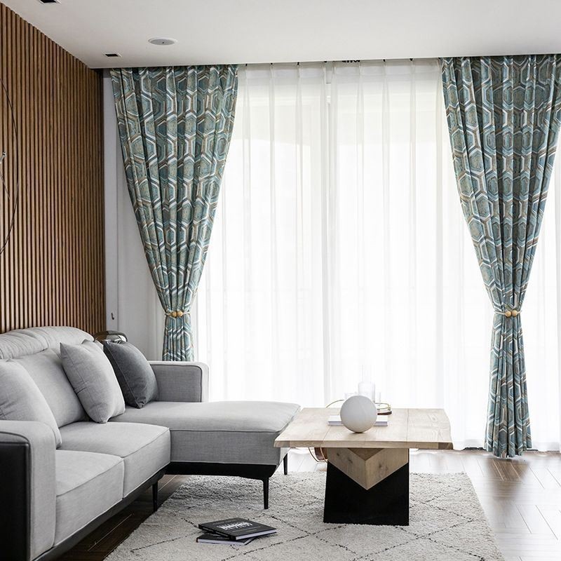 Pohjoismaiset Pimennysverhot Geometrisella Kuviolla Olohuoneeseen Ja Makuuhuoneeseen