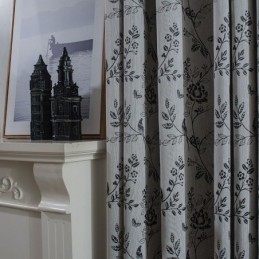 Pellavainen Pimennysverho Mittatilaustyönä Tehty Verho, Pohjoismainen Kasvikirjailu, Olohuone, Makuuhuone