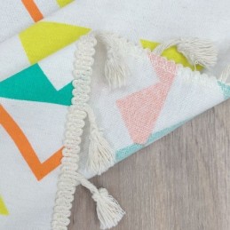 Pellavaverhot Geometrisella Kuvioinnilla Pohjoismaiseen Tyyliin Olohuoneeseen Ja Makuuhuoneeseen