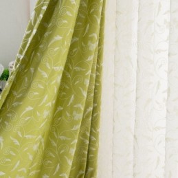 Puuvillainen Pimennysverho Mittatilaustyönä, Viiniköynnöskirjailtu, Pohjoismainen Tyyli, Olohuoneeseen, Makuuhuoneeseen