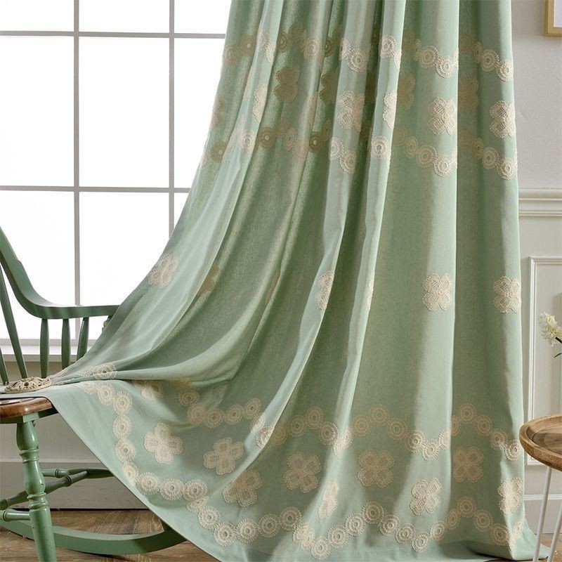 Pohjoismaiseen Tyyliin Puuvillainen Pimennysverho Mittatilaustyönä Tehty Kukkakirjailtu Verho