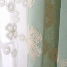 Pohjoismaiseen Tyyliin Puuvillainen Pimennysverho Mittatilaustyönä Tehty Kukkakirjailtu Verho