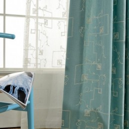 Puuvillainen Pimennysverho Mittatilaustyönä, Pohjoismaiseen Tyyliin, Kirjailtu, Olohuoneeseen, Makuuhuoneeseen