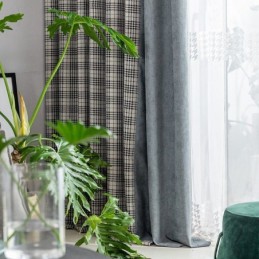 Modernit Yksinkertaiset Kukonaskelkuvioiset Verhot