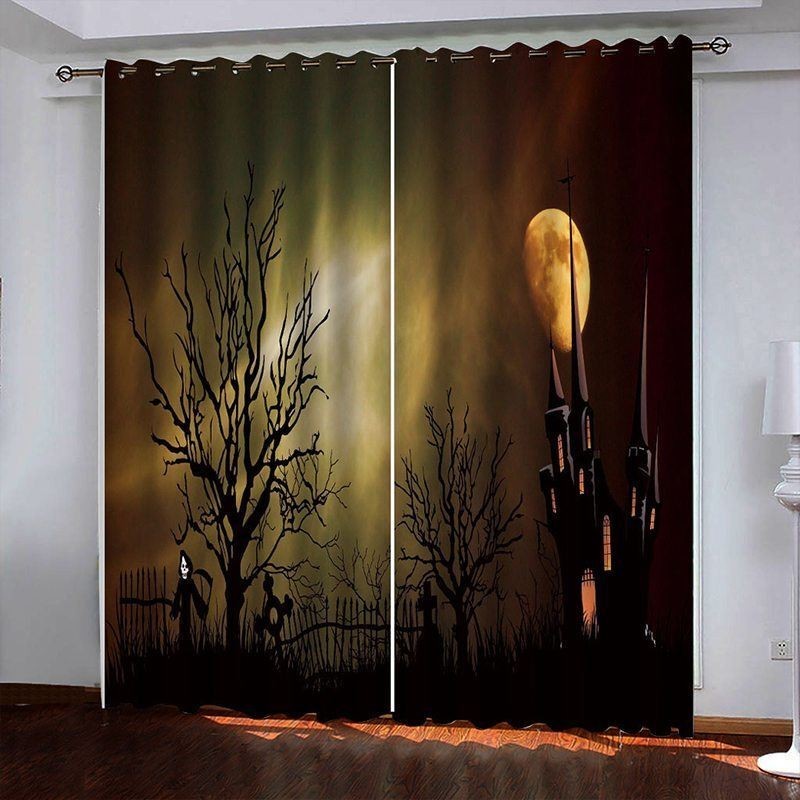 Mittatilaustyönä Tehty Verho, Kauhulinna, Digitaalinen Painatus, Amerikkalaiset Verhot