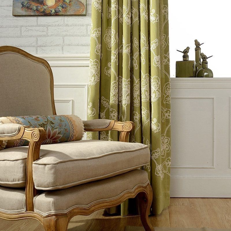 Puuvillainen Pellavainen Pimennysverho Mittatilaustyönä Tehty Verho Pohjoismainen Kukkakuvioinen Kirjailtu Olohuoneeseen Makuuhuoneeseen