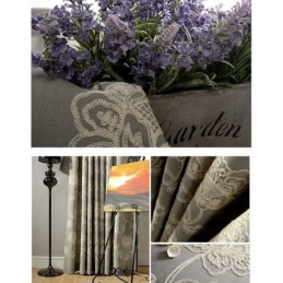 Puuvillainen Pellavainen Pimennysverho Mittatilaustyönä Tehty Verho Pohjoismainen Kukkakuvioinen Kirjailtu Olohuoneeseen Makuuhuoneeseen